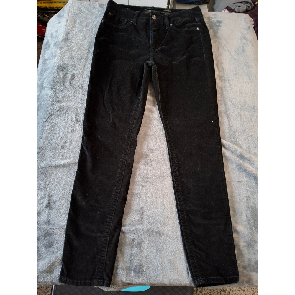Seven7 Womens Black Corduroy Skinny Pants Mid Rise Size 8 Slim Fit Trousers